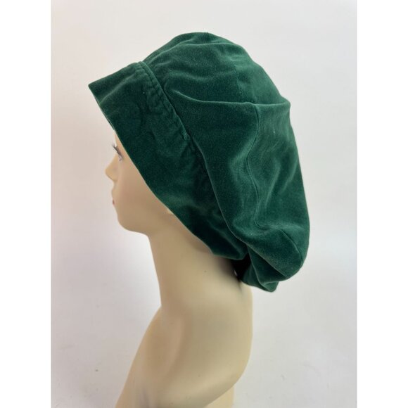 Vintage Green Velvet Slouch Beret Hat For Women Handmade Soft Fabric 1980s Style main image 7